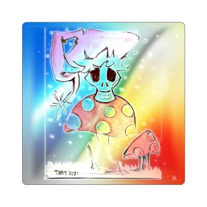 Skull Mushroom - Holographic Die-cut Sticker