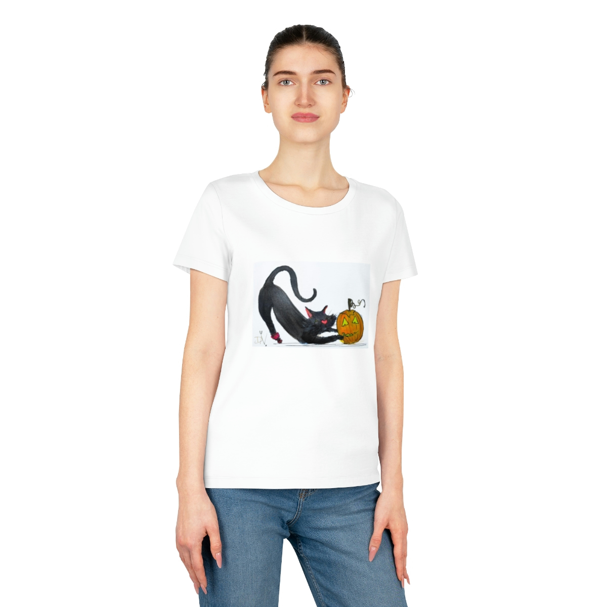 Halloween Cat Downward Dog - Women's Expresser T-Shirt - Image 6