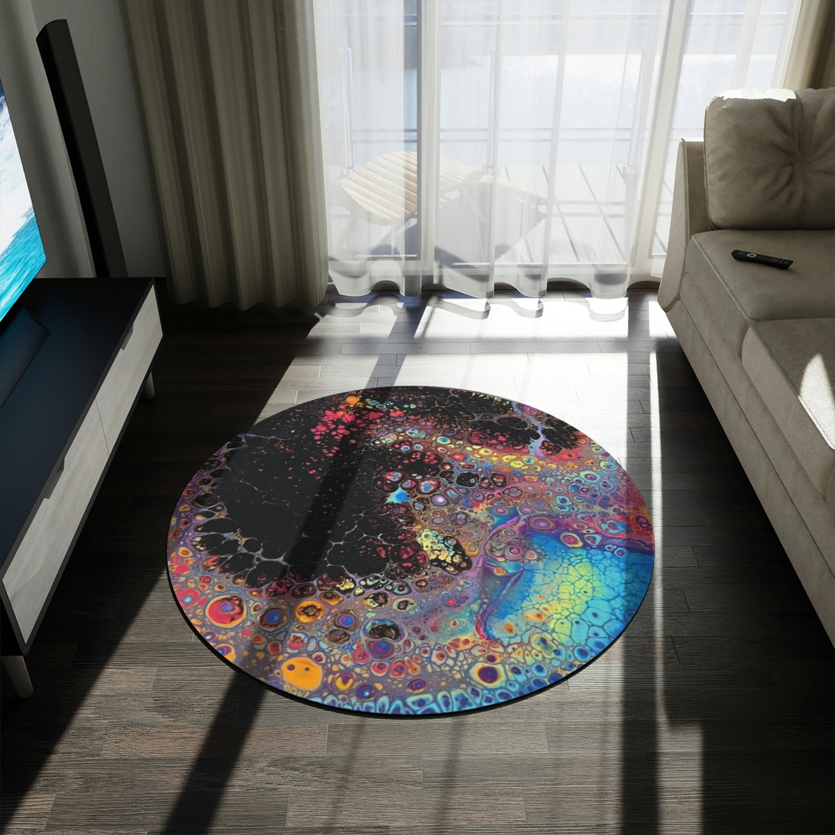 Rainbow Ying Yang - Round Rug - Image 3