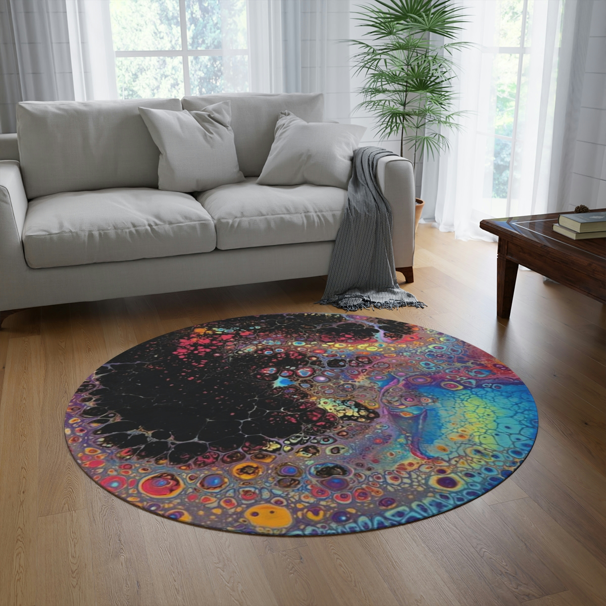 Rainbow Ying Yang - Round Rug - Image 4