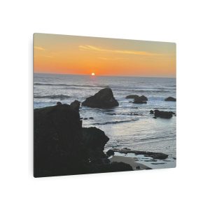 Rocky Oregon Beach Sunset - Metal Art Sign