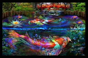 Jumbie Art Koi Fish Mini Tapestry