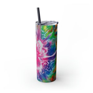 Mesmerizing Exploding Rainbows - Skinny Tumbler with Straw, 20oz